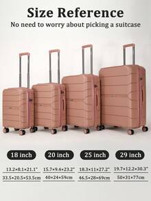 4PCS Carry-On Luggage Sets, Travel Suitcase With Wheels And TSA Custom Lock, PP Hardshell Suitcase, Expandable For More Capacity, Suitable As Gifts For Friends, Durable Luggage Sets For Outdoor Office Back To School College Travel Business Holiday Vacation - Hoa hồng vàng - Xem 10