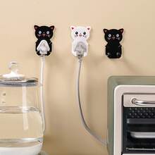 5-Piece Cute Cartoon Cat Wall Hook - Easy To Install, No Need For Drilled Plugs Or A Junk Organizer, Practical Hook - Bộ 5 móc treo đồ hình mèo con màu đen - Xem 6