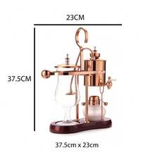 Jogo de Cafeteira Real Belga Cobre Luxo - Belgian Coffee Maker Sifão Vidro Aço Inox - Base Madeira - Bronze - Visão 5