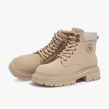 CAMEL CROWN 女士休闲运动鞋，新款秋冬黄色靴子，真皮黄色蜜蜂靴，户外徒步工作靴