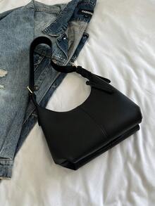 1 chiếc túi đeo chéo mini đa năng, thiết kế tối giản, chất liệu PU mềm mại, màu trơn, dùng cho nữ, có thể cầm tay hoặc dưới cánh tay. - màu đen - Xem 7