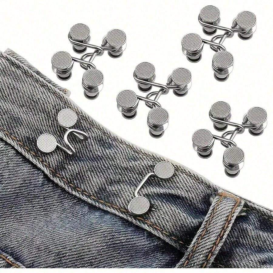 1/2/4pcs Round Waist Tightener Buckle Pants Pins For Jeans, Skirts, Pants, Collar Buttons Brooch Pins For Women And Men, High Quality Metal, Durable, No Tools Instant Pants Adjustable Button Pins, Metal Anti-Walking Light Brooch, Fashion And Detachable Pants Clip, Travel Essential, Bag Accessories For Girl, Student And Gift For Mom - Bạc - Xem 1