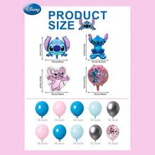 Disney 93PCS Officially Licensed Stitch Balloon Set Cute Cartoon Blue Balloon Garland Tablecloths Decoration Birthday Party Photo Background Props Banquet Graduation Anniversary Supplies Friends Family Gifts - Baby Pink - View 4