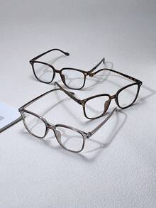 3 件装铆钉方形和圆形框架眼镜，适合女士，适合日常佩戴，轻巧且适合小脸