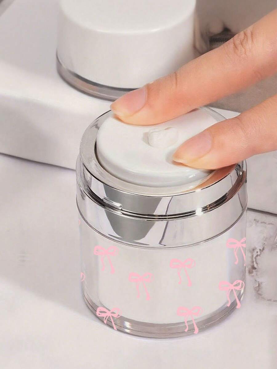 Bowknot Pattern Airless Pump Bottles Jars,Air Pump Container For Cream,Pump Moisturizer Container, Empty Acrylic Makeup Cosmetic Containers With Pump, Refillable Travel Size Containers Airless Lotion Jar With Lid For Thick Moisturizer, Skincare Cream, Clear, Makeup Organizer - Multicolor - View 1