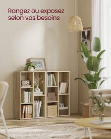 VASAGLE Bibliothèque, Étagère, Meuble de Rangement avec 5 Compartiments, Étagère sur Pied, Bibliothèque Cubique, pour Salon, Bureau, Salle à Manger, Couleur Chêne - Jaune moutarde - Voir 3