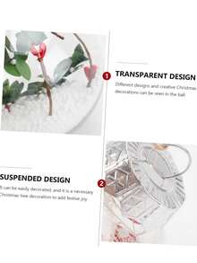 Transparente Cut Out Kugel, Weihnachts- und Neujahrsdekoration, Kunststoffmaterial, Christbaumschmuck, kugelförmige Dekoration, gefüllt mit künstlichem Schnee, roten Beeren und Tannenzweigen, geeignet für Weihnachtsbaum und Partydekoration. Weihnachtsdekoration für Zuhause, Raumdekoration Winter