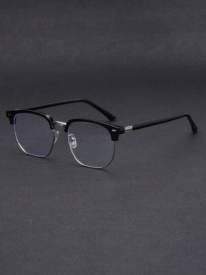 1 副男士休闲商务不锈钢眼镜，适用于电脑办公室、装饰、电子设备、玩电脑和手机游戏