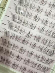 80pcs Soft & Thin Oblique Feathery Bat-Shaped Baby Lashes, Transparent Stem, Natural & Messy Fairy Lashes, C-Curl Lash Extensions Without Glue Lash Clusters,Eye Lash Clusters,Individual Eyelashes,Lashes,Fake Lashes - C - View 8