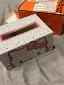 Sanrio 1 件  DIY 水钻彩绘纸巾盒闪亮圆形方形水钻设计粉色和白色格子图案非常适合家居装饰和汽车收纳水钻彩绘收纳礼物生日毕业