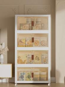 3layer  Plastic Storage Bins With Lid, Stackable Storage Containers With Wheels, Folding Storage Boxes, Stackable Storage Bins, Closet Organizers And Storage For Living Room,Office,Dorm - White - View 7