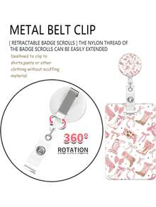 Retractable ID Holder With Inspirational Quote ID Badge Lanyard With ID Card Holder Clip, Suitable For Office, Doctor, Nurse, Teacher, Student And Various Professionals Detachable Retractable Pink ID Card Reel Vertical Card Protector Sleeve - Multicolor - View 7