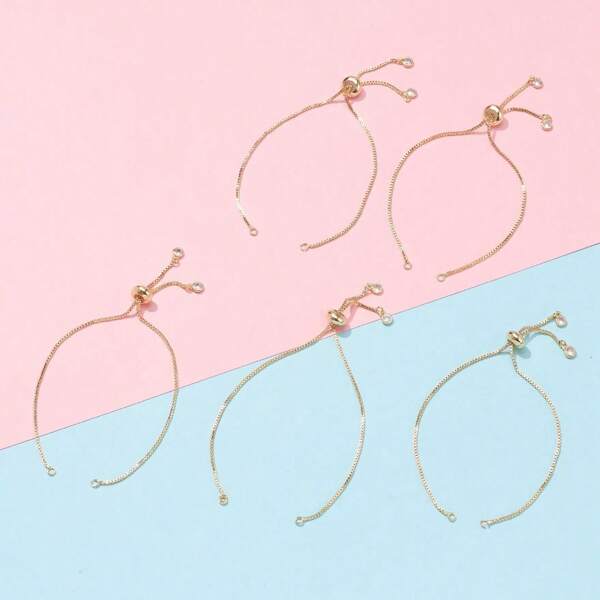 5pcs Copper Micro-Inlaid Zirconia Bracelet Chain Findings, Suitable For DIY Jewelry Making With Various Pendant Elements
