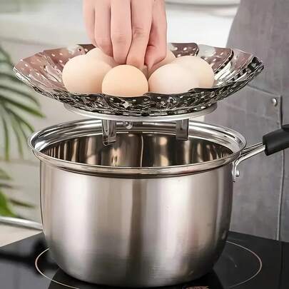 1 Piece/3 Pieces Retractable Stainless Steel Steamer Basket - Foldable Vegetable Steaming Rack, Adjustable To Fit Various Pot Sizes, Durable Kitchen Tool, Compact Storage, A Must-Have For Food Lovers