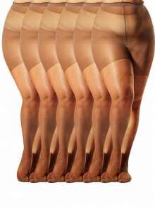 4/6 pares de medias extra grandes de cintura alta con control de abdomen y anti-correr - Negro/Albaricoque/Café - Control de abdomen y soporte de piernas - Medias elegantes formales/profesionales para fiestas - Fórmula suave y sin grietas - Para uso diario y ocasiones especiales, medias profesionales con textura suave