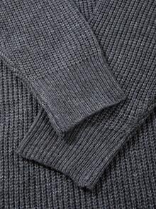 秋冬新款针织休闲宽松套头毛衣，简约风格，串珠纹理，通勤商务休闲领拉链长袖超大码男女通用针织衫