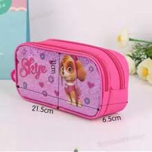 Estojo de lápis de capacidade dupla grande e fofo em rosa e azul, Estojo de lápis Patrulha Canina com desenho de cachorrinho, Caixa de armazenamento de papelaria de anime, Estojo de lápis de grande capacidade, Adequado para estudantes do ensino fundamental e médio, Adequado para meninos e meninas, Suprimentos escolares, Volta às aulas