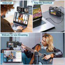 SONGDIAN 数码相机 4K 30fps 超高清 48MP 摄影相机，配备 32GB TF 卡、850mAh 可充电电池、16 倍光学变焦、3 英寸 TFT 180° 可旋转翻转屏幕、即时 Vlog 相机，适用于视频博客、初学者友好型便携式设计礼物 - Camera + Filter - 查看 8