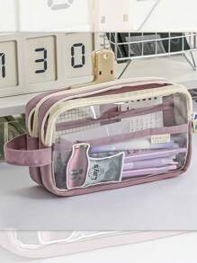 Estuche para lápices de gran capacidad y duradero, funda transparente para lápices de extra gran capacidad, diseño minimalista, fácil de transportar, perfecto para dibujo diario, adecuado como regalo de cumpleaños, aniversario, Día del Niño, Día del Maestro, regreso a la escuela para amigos, familiares, estudiantes, estuche para lápices, útiles escolares, regreso a la escuela