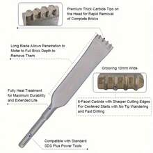 1 szt. Dłuto elektryczne z czterema zębami, krótkie, zintegrowane, dłuto i młotek, frez z węglika spiekanego do zaprawy, uchwyt SDS-Plus, narzędzie do usuwania spoin betonowych, cienki kształt tarczy, konstrukcja z sześcioma ostrzami, nadaje się do cięcia i szorstkowania muru, cegieł i kamieni
