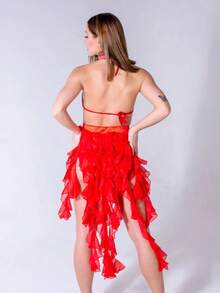 1 Piece Women S Belly Dance Hip Scarf Belt Skirt With Lace Up Tassel Hem Wave Skirt P