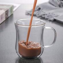 2-4 Packs Double-Walled Glass Cups With Handles, Coffee Cups, Unique Glass Coffee Cups. For Latte, Macchiato, Espresso, Tea Bags, Iced Americano, Hot And Cold Drinks. Christmas Gift, Birthday Gift - Multicolor - View 3