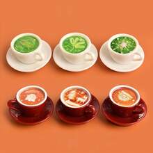 迷你圣诞咖啡杯娃娃屋咖啡厅桌面摆件仿真咖啡下午茶圣诞老人麋鹿圣诞树图案款式随机 - 彩色 - 查看 3