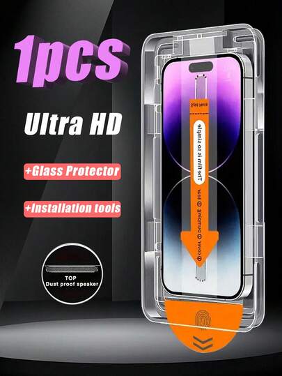 1 件超清晰钢化玻璃屏幕保护膜，自清洁安装，无气泡，兼容 Dynamic Island，高清清晰度，易于安装，兼容 Iphone11-16/17/17Plus/17ProMax（不包括 Mini）屏幕保护必备，适用于日常防护、办公室、家用手机屏幕保护膜手机配件防水防震防摔防刮