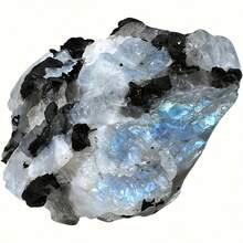 1/2/3pcs Natural Black & White Moonstone Crystals, Blue Aura 7 Chakra Crystals, Aromatherapy Diffuser Stones, Mineral Specimen Decor & Collection, Healing Pyrite Crystals, Premium Jewelry DIY Decor, Yoga Meditation Crystals, Best Holiday Gift - Natural Black and White Moonstone Crystal Rough Stone - View 1