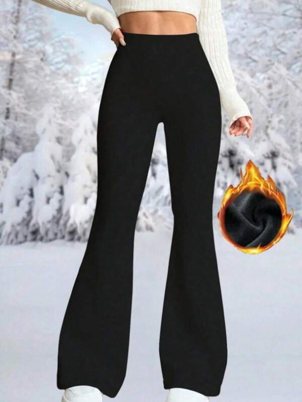 Women's Mid-Waist Solid Color Flared Pants Are Suitable For Daily Leisure Sports Yoga Pants Compression Tights Running Fitness Pants.