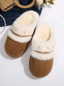 Pantofole termiche calde per ragazze, abbigliamento casual da casa, antiscivolo, resistenti agli odori, suola spessa, calde e alla moda per uso esterno, con fodera termica, autunno/inverno