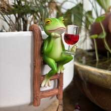 Frog Climbing Ladder Flower Pot Hugger Funny Frog Figurine Plant Decorations For Pots Outdoor Garden Decor