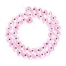 Aproximadamente 90 piezas de cuentas de vidrio Lampwork con flores de mil colores, ojos de diablo transparentes planos y redondos de 4mm, materiales de joyería DIY para hacer pulseras, collares y adornos de teléfono como regalo de Halloween - Cuentas redondas planas de vidrio con forma de mil flores de 4 mm - Ver 27