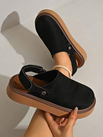 Women's Spring New Round Toe Thick Sole Comfortable Slip-On Soft Bottom Waterproof Casual Fashion Versatile Mules