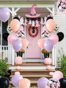 16/26pcs Pink Bat Halloween Birthday Party Decoration Balloons, Scary Bat Purple Black Latex Balloons, Halloween Birthday Party Supplies, Halloween Balloon Garland Set For Girls Party, Baby Happy Day, Ghost Birthday Party Decorations Home Decor Room Decor Halloween Decor