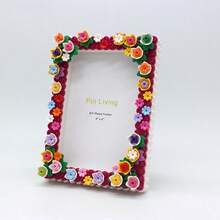 6-Inch Floral Mosaic Photo Frame, Creative Handmade Puzzle Frame, Wall-Mountable, Blooming Summer - Color - View 7