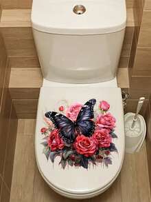 1 Pc Creative Design Blood Red Rose Butterfly Dripping Blood Shape Personalized Wall Sticker Bathroom Living Room Door Window Glass Background Wall Decoration Wall Sticker Decorative Painting