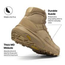 Men's Casual Tactical Work Boots Military Outdoor Hiking Motorcycle Combat Ankle Booties COMMANDO - Màu vàng - Xem 4