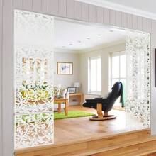 Hanging Room Divider Decorative Thick Wall Screen Panels Floral Carving Pattern Hollow Out Design For Bedroom Living Dining Room Kitchen Office Restaurant Home Hotel Decor, 15.7"X15.7" - 白色 - 查看 3