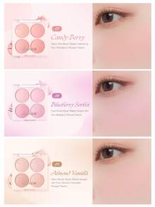 DASIQUE Ice Cream Blush Palette - Velvet Matte & High-Pigment Cheek Color, Buildable Blendable Blush For Soft Gradient Makeup - #07 Candy Berry - View 7