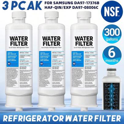 3 Pack Premium Fridge Water Filter Replacement For Samsungs DA97-17376B HAF-QIN/EXP DA97-08006C Refrigerator Part