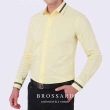 Men's Slim Fit Dress Shirt - Anti-Wrinkle, Anti-Wrinkle And Breathable Elegant Collar | Soft Touch | Machine Washable Comfortable For Work And Events - 黃色的 - 查看 6