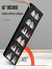 12/10/6件/套 大号 33x24x14cm 白色加厚鞋盒防尘防潮家用鞋子收纳盒折叠鞋盒可堆叠鞋子收纳盒鞋盒，鞋店，用于商店展示和走廊，透明带盖，可折叠可堆叠自由组合鞋架，可堆叠透明塑料盒，用于衣柜，运动鞋，办公室 - 白色 - 查看 8