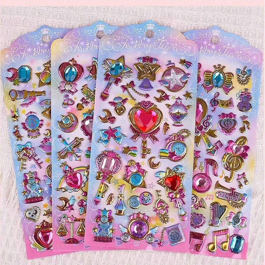 1 套贴纸，包含各种款式的贴纸、爱心贴纸、文具贴纸、彩色饰品贴纸和少女公主普通贴纸（款式随机）