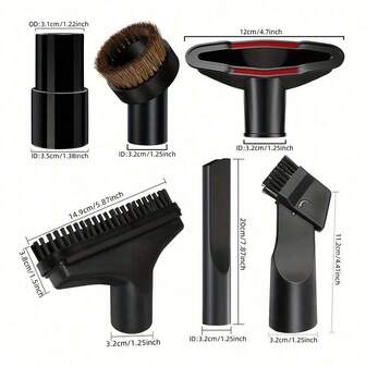 Vacuum Cleaner Accessories Set (6-Piece Set), With 32/35 Adapter + Flat Suction + 2-In-1 Suction Head + Sofa Suction + Horse Round Brush + PP Square Brush.Suitable For A Variety Of Vacuum Cleaners.Different Accessories Correspond To Various Cleaning Scenarios.Essential Household Cleaning Accessories.