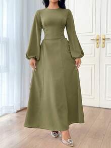2025 Middle Eastern Style Green Dress For Women - Elegant Modest Maxi Dress S M L XL Sizes  Boho Chic Kaftan Dress For Wedding, Party  Special Occasions - 綠色 - 查看 1