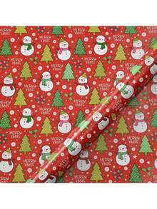 8张圣诞印花包装纸，50*70厘米，铜版纸，适合礼品包装，朋友礼物，节日包装，耐用纸质材料，圣诞树和驯鹿设计 - 彩色 - 查看 11