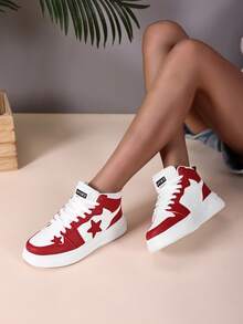 1 Pair Thick Sole Comfortable Plus Size Casual Sneakers For Teenage Boys, Waterproof, Suitable For Street, Daily, School Wear, High-Top Shoes