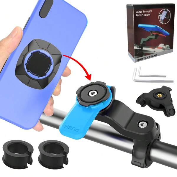 Support de téléphone moto, support de téléphone cellulaire de vélo avec amortisseur de vibrations sur la tige de fourche anti-vibrations, support de téléphone portable de vélo avec rotation à 360°, support de téléphone portable pour moto, amortisseur de vibrations pour moto pour smartphones