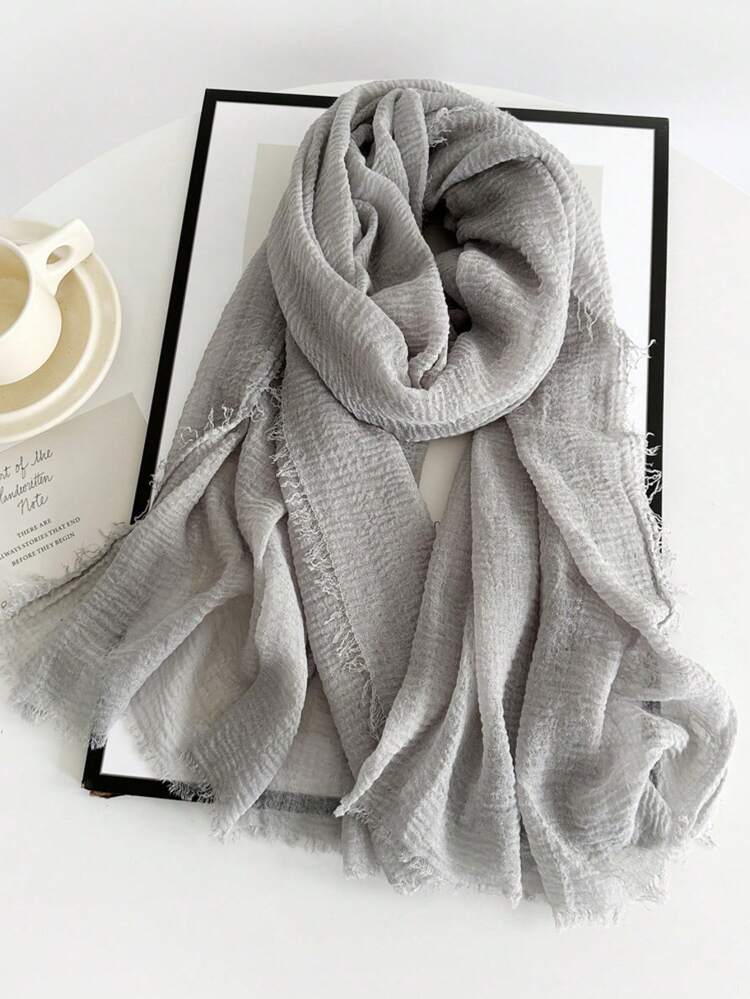 1 Piece Solid-Colored Linen Scarf For Women, Vintage Solid Color Medium-Length Scarf, Decorative Long Shawl For Dress,Beach,Holiday - Multicolor - View 20
